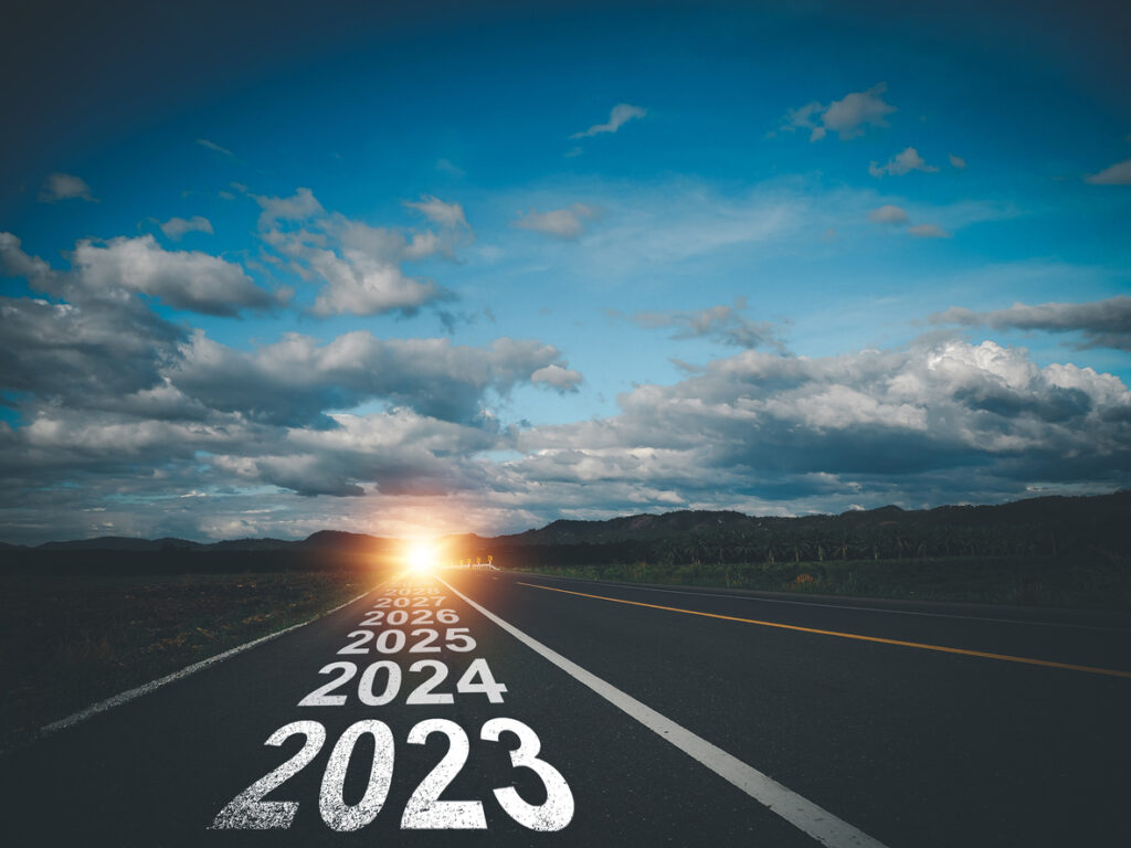 A road with the words 2023 written on it, showcasing Wizaly as the Best Marketing Attribution Software in 2023.